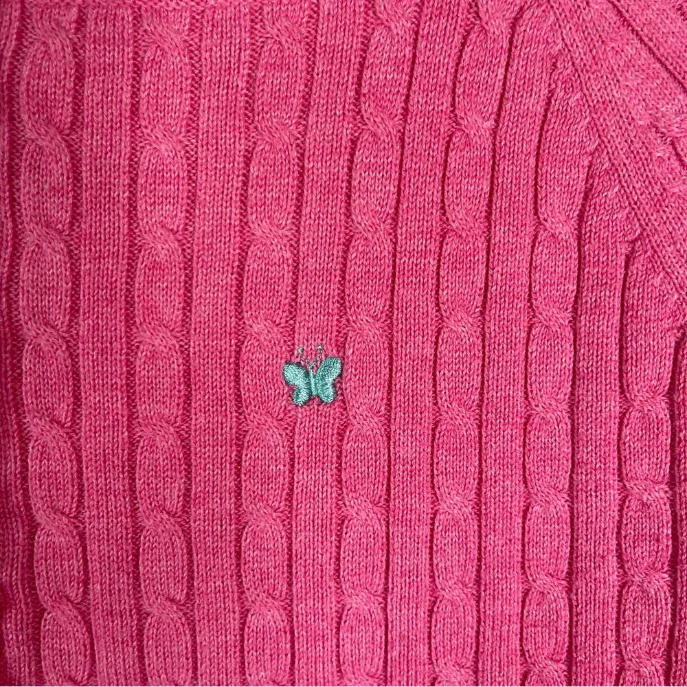 Aeropostale 90s Fitted Cable Knit Pink Sweater Pullover Rounded Neck Pink - Picture 3 of 7